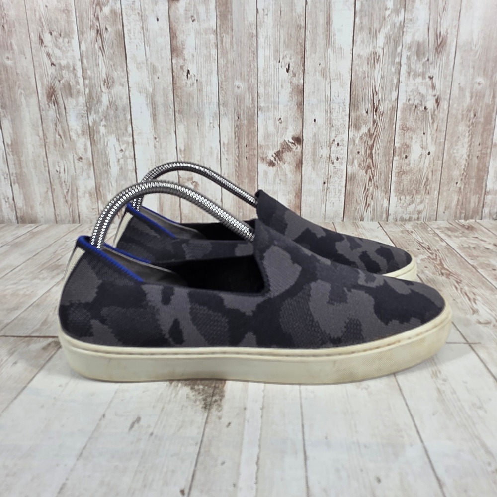 Rothys The Sneaker Grey Black Camo Slip On Knit Shoes 8.5 Womens